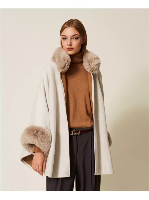 Poncho in panno e faux fur TWINSET | TO5130/00282